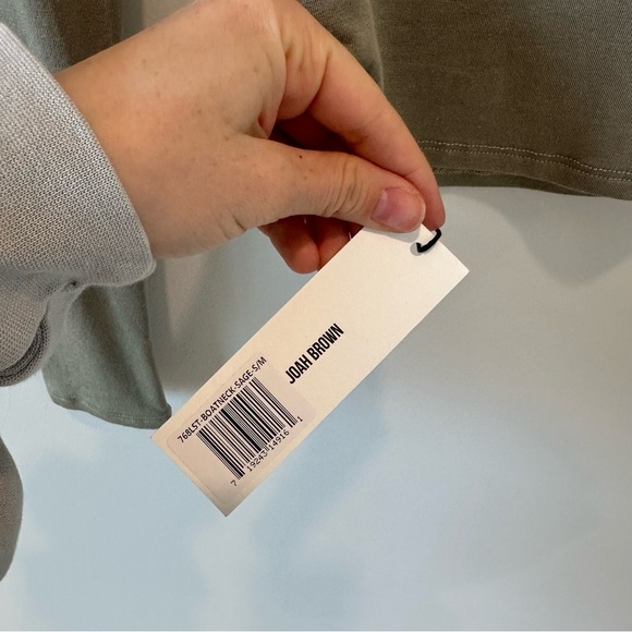 Joah Brown Boatneck Long Sleeve Tshirt Tee T-shirt Neutral Essentials Basic Top - Picture 6 of 12